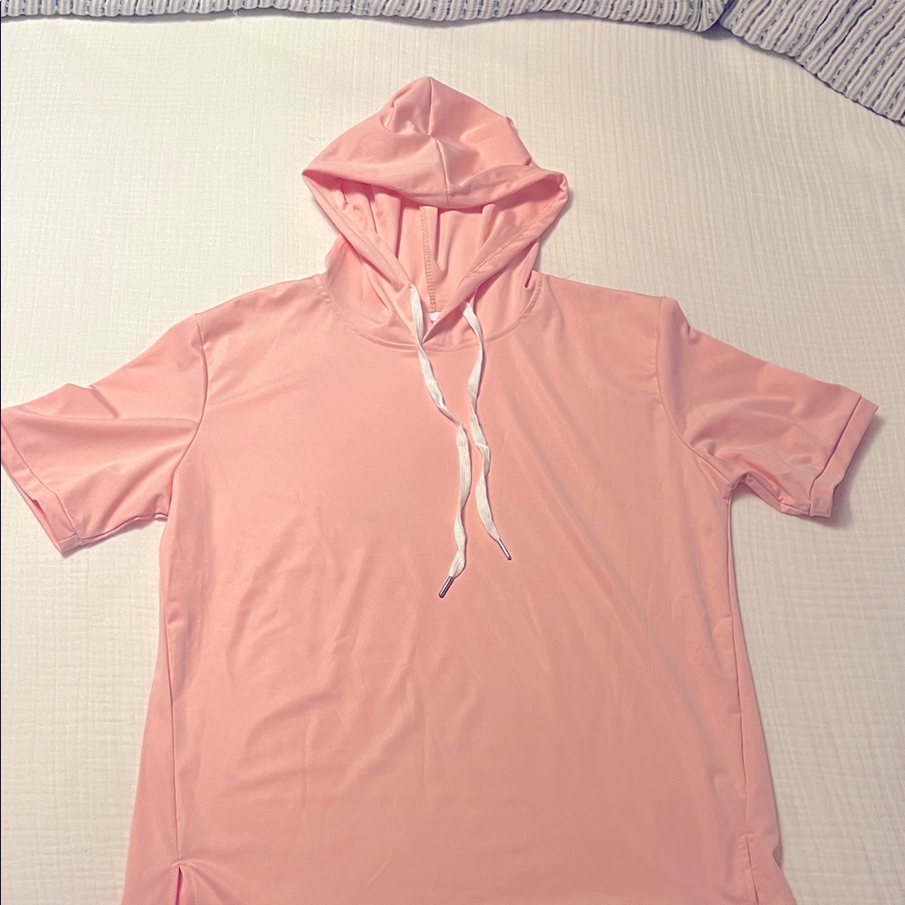 Pink Short Sleeve Hoodie